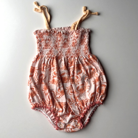 Burt’s bees crab print baby romper size 6-9 months EUC - Picture 1 of 4